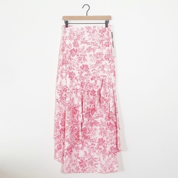 NWT 1. State Porcelain Floral Ruffled Maxi Skirt - Picture 4 of 8
